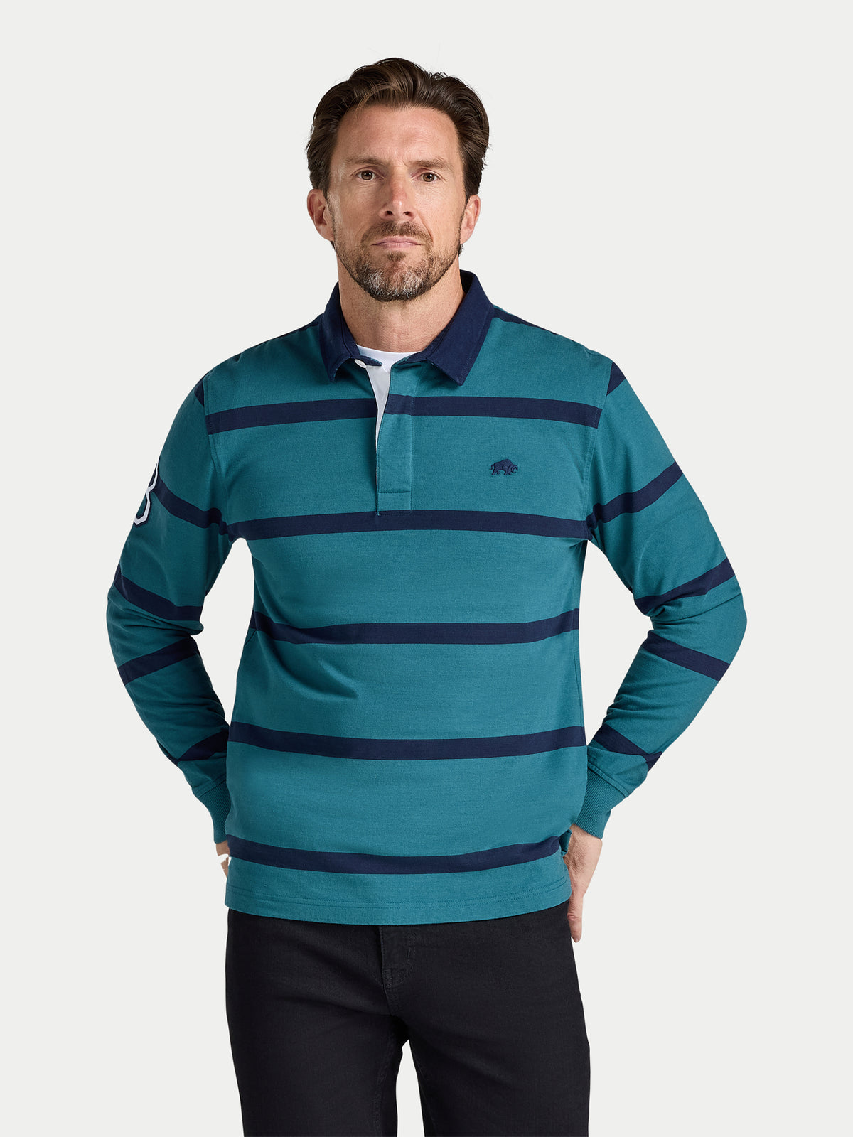 Two Colour Stripe Rugby Shirt - Green