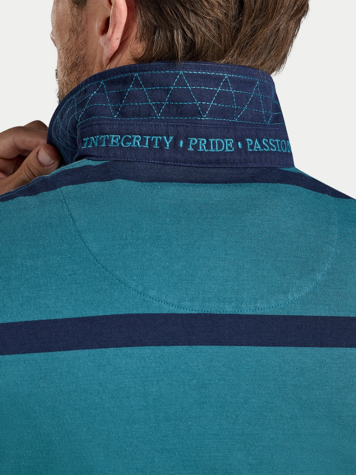 Two Colour Stripe Rugby Shirt - Green