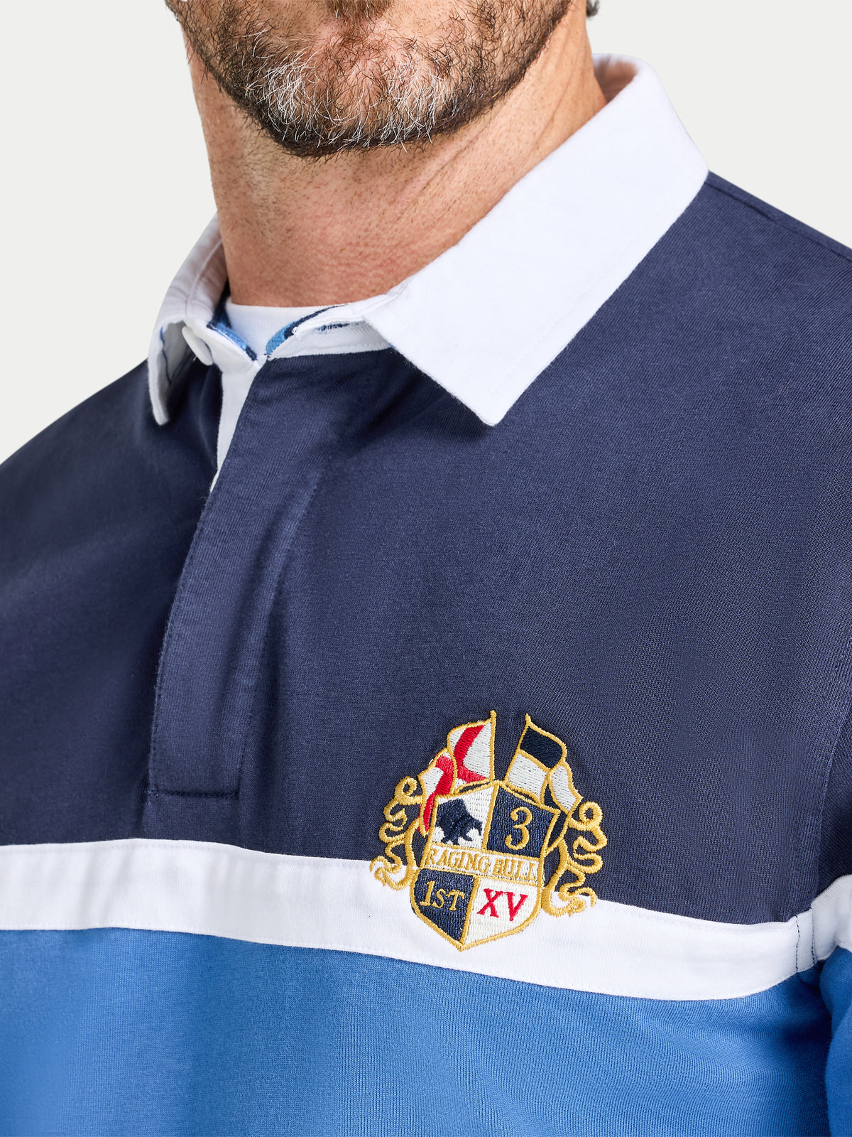 Chest Panel Rugby Shirt -  Navy