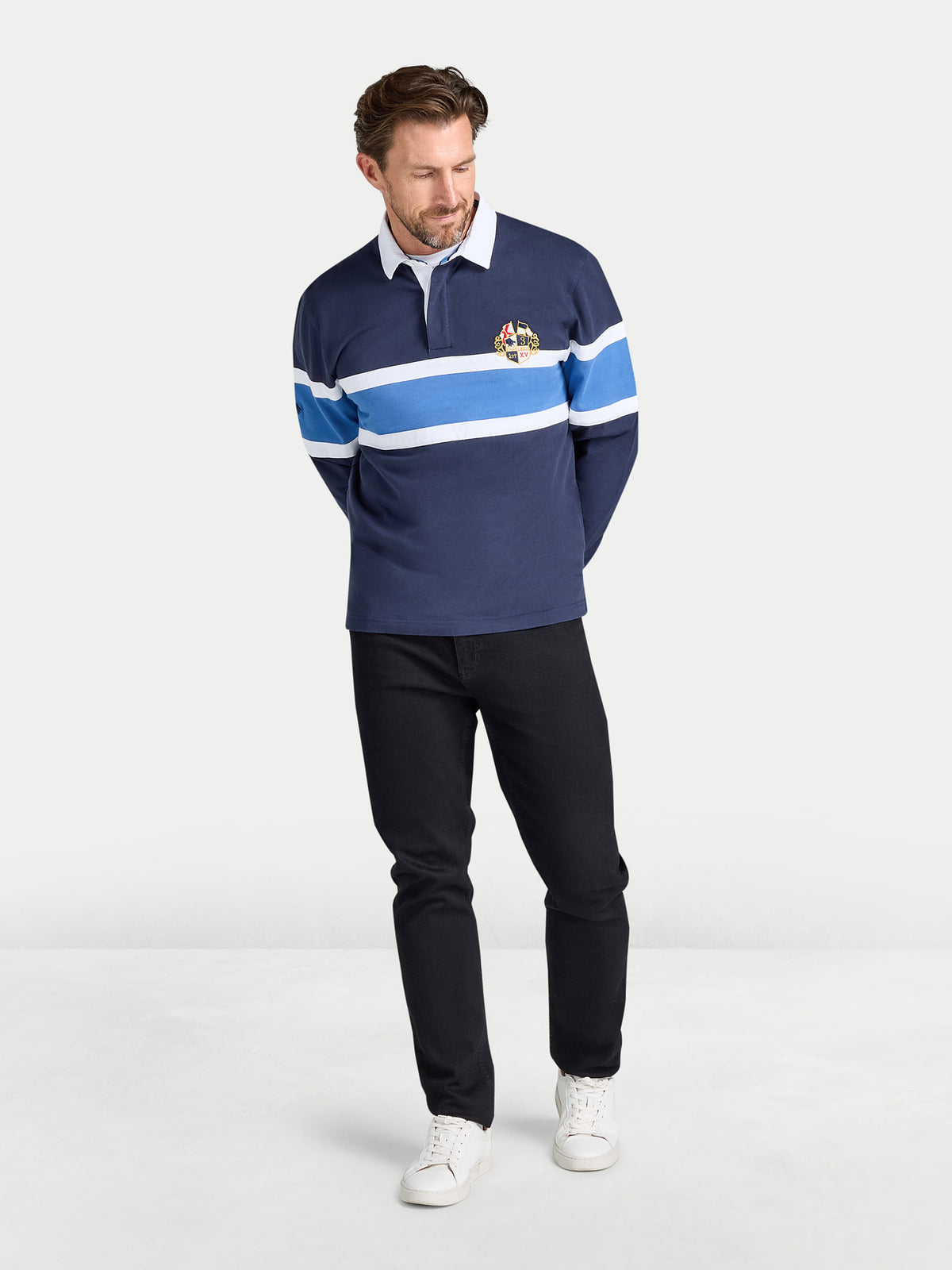 Chest Panel Rugby Shirt -  Navy