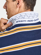 Tri Colour Stripe Rugby Shirt - Long Sleeve - Navy