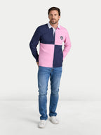 Harlequin Panel Rugby Shirt - Pink