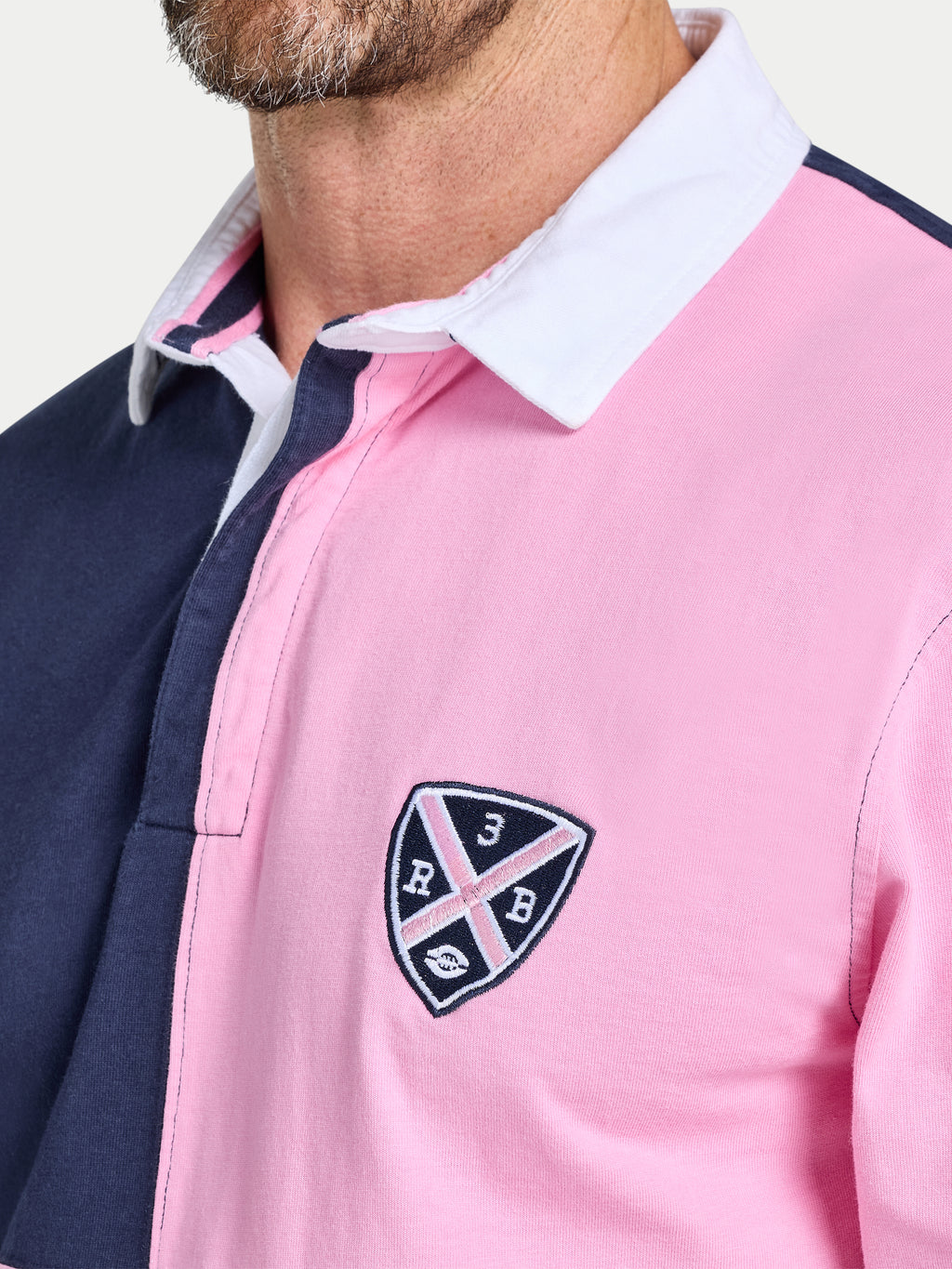 Harlequin Panel Rugby Shirt - Pink