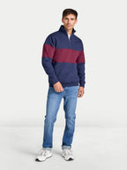Cut & Sew Quarter Zip Sweatshirt - Navy
