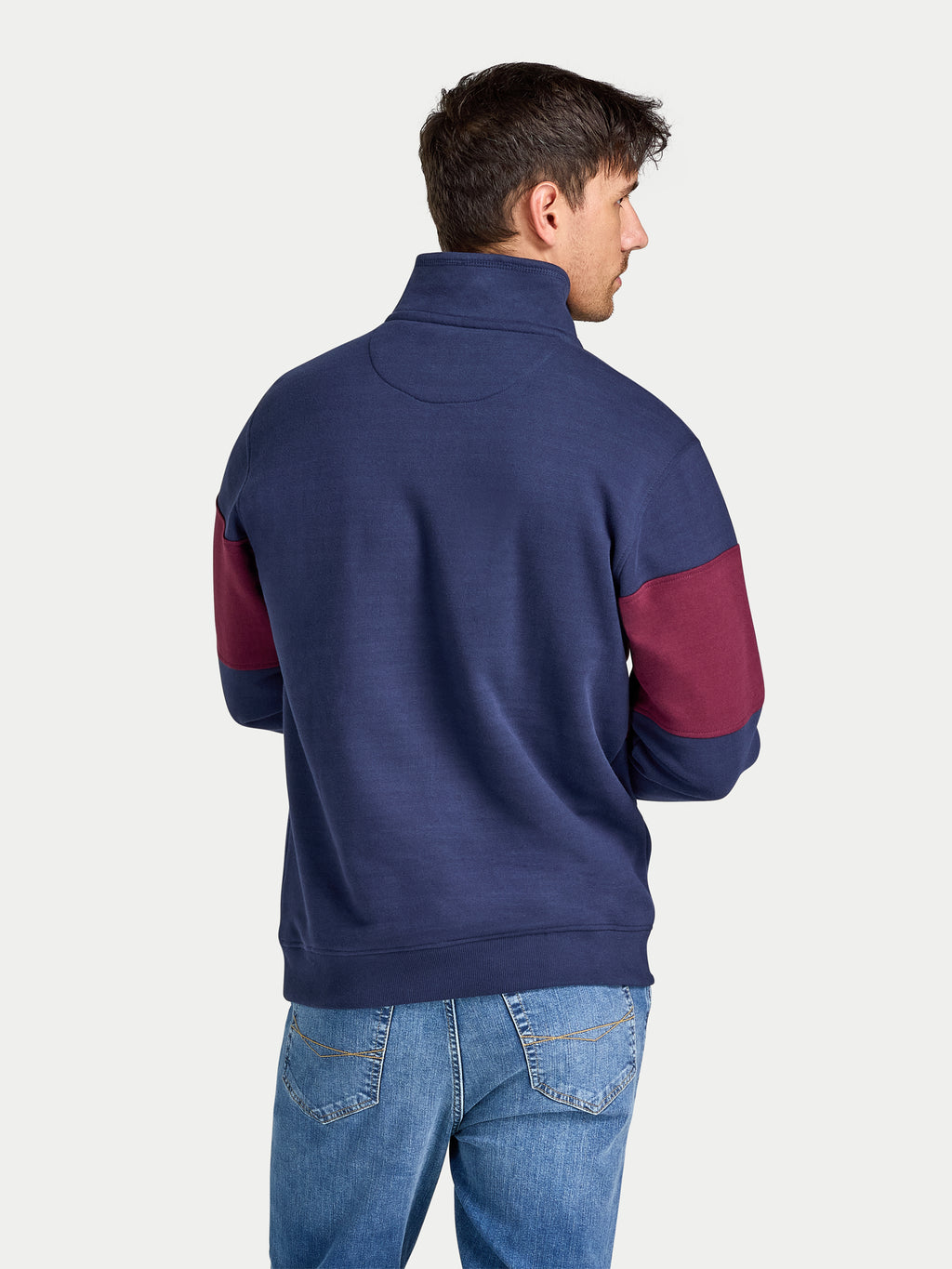 Cut & Sew Quarter Zip Sweatshirt - Navy