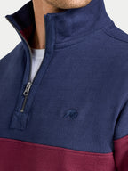 Cut & Sew Quarter Zip Sweatshirt - Navy