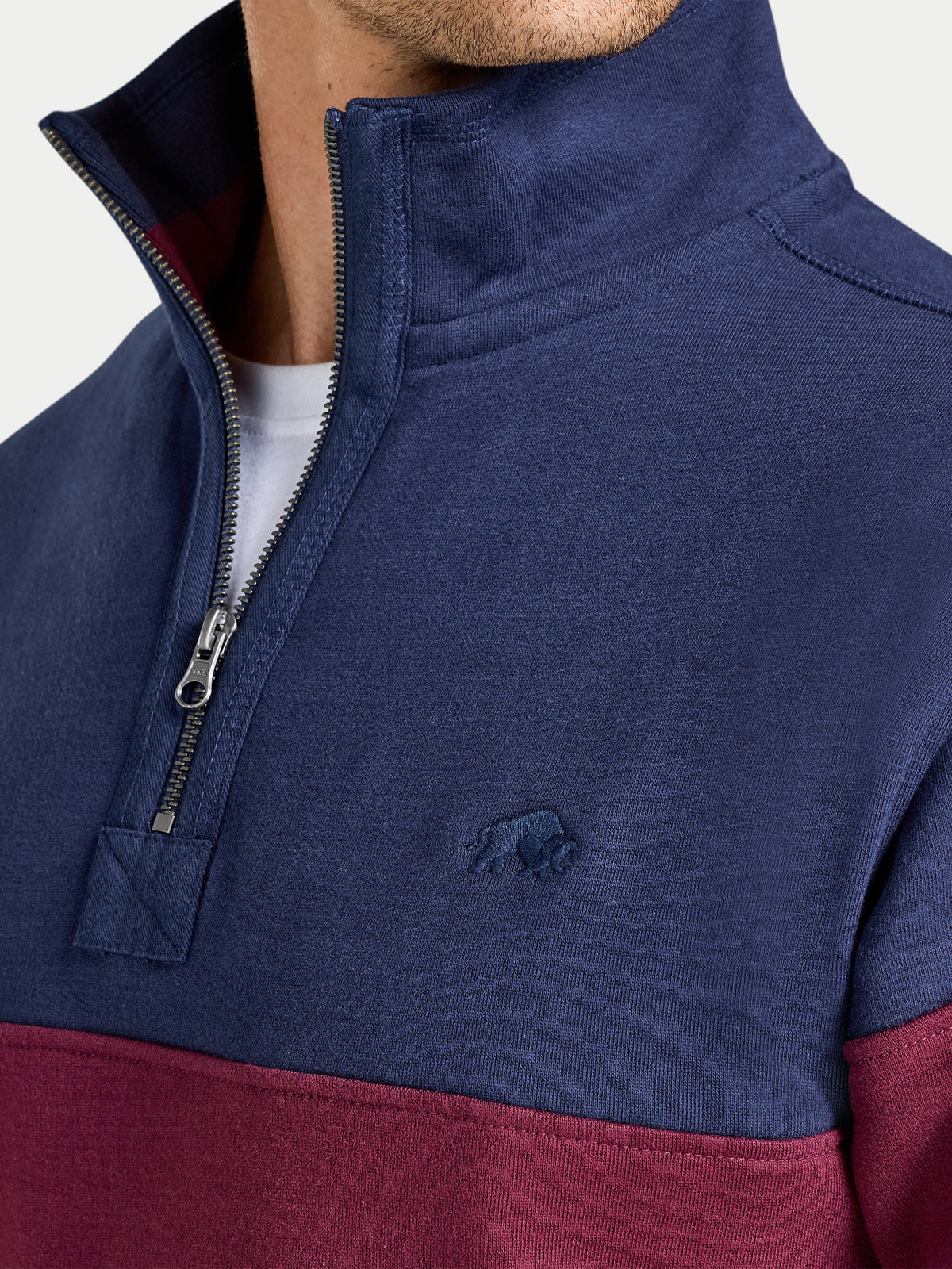 Cut & Sew Quarter Zip Sweatshirt - Navy