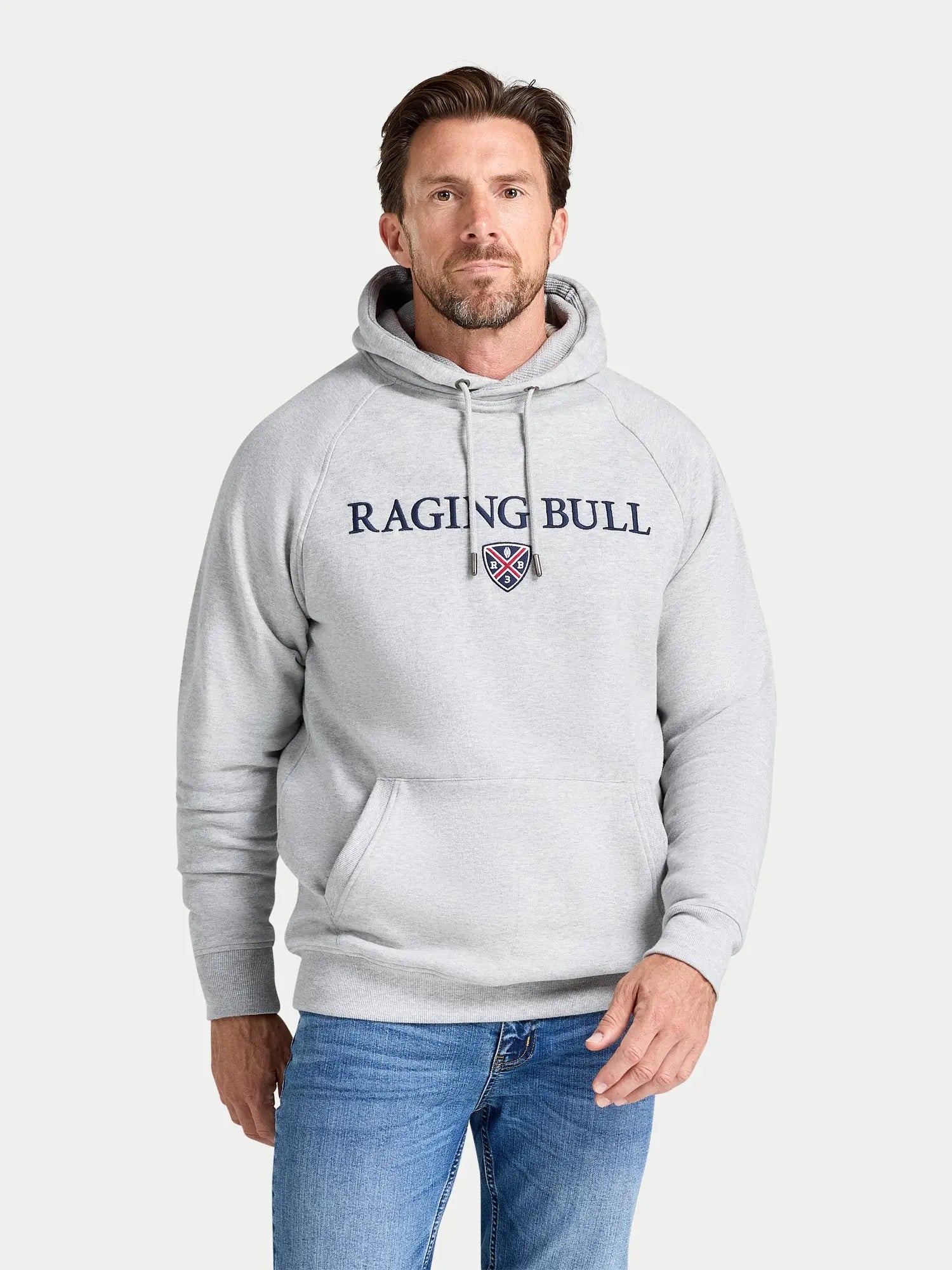 Hooded Signature Sweatshirt - Grey Marl Raging Bull Clothing