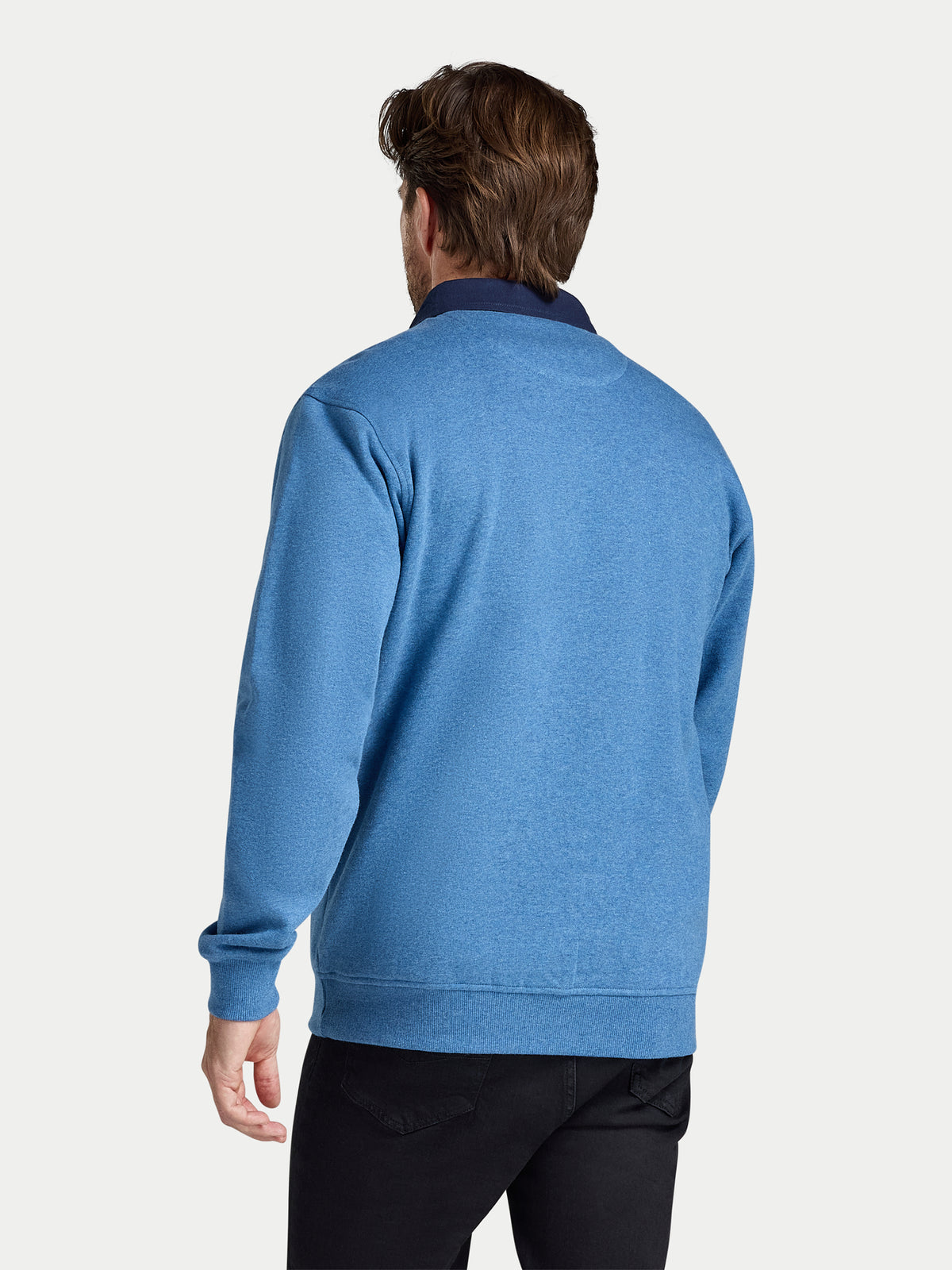 Rugby Collar Sweatshirt - Denim Blue