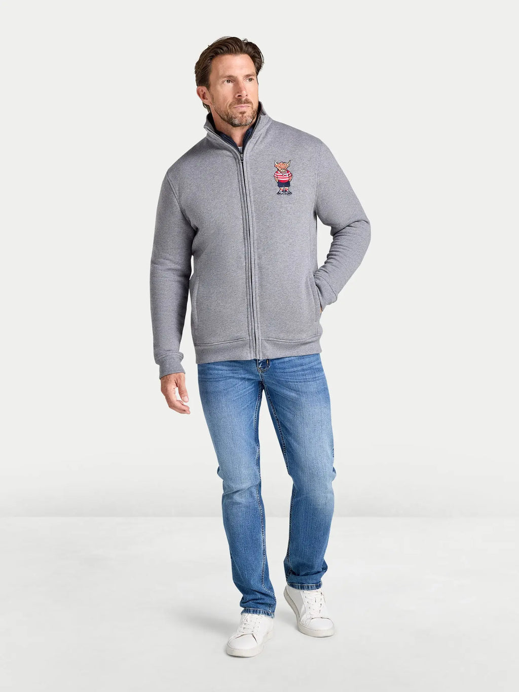 Zip Through Bully Hoodie - Grey Marl Raging Bull Clothing