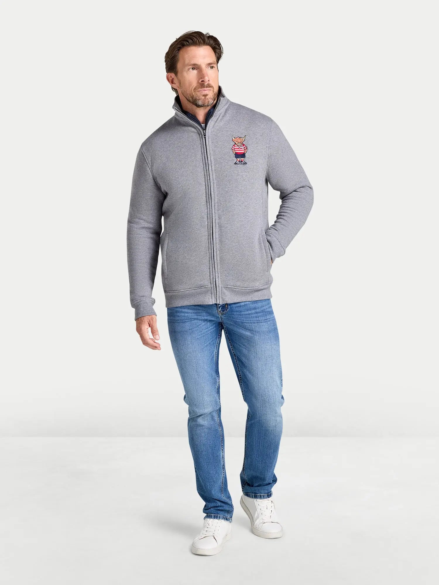 Zip Through Bully Hoodie - Grey Marl Raging Bull Clothing