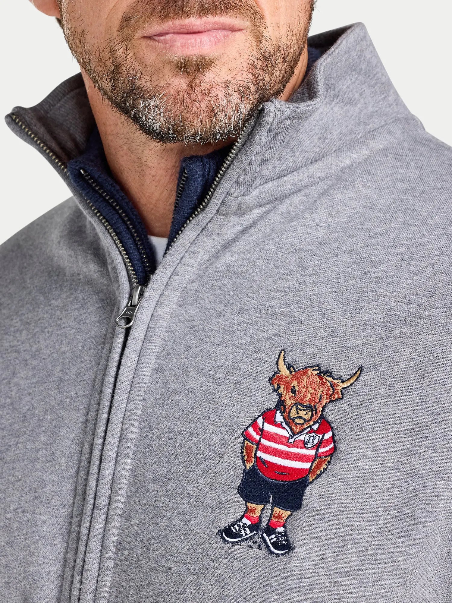 Zip Through Bully Hoodie - Grey Marl Raging Bull Clothing