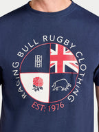 Circle Crest Printed T-Shirt - Navy Raging Bull Clothing