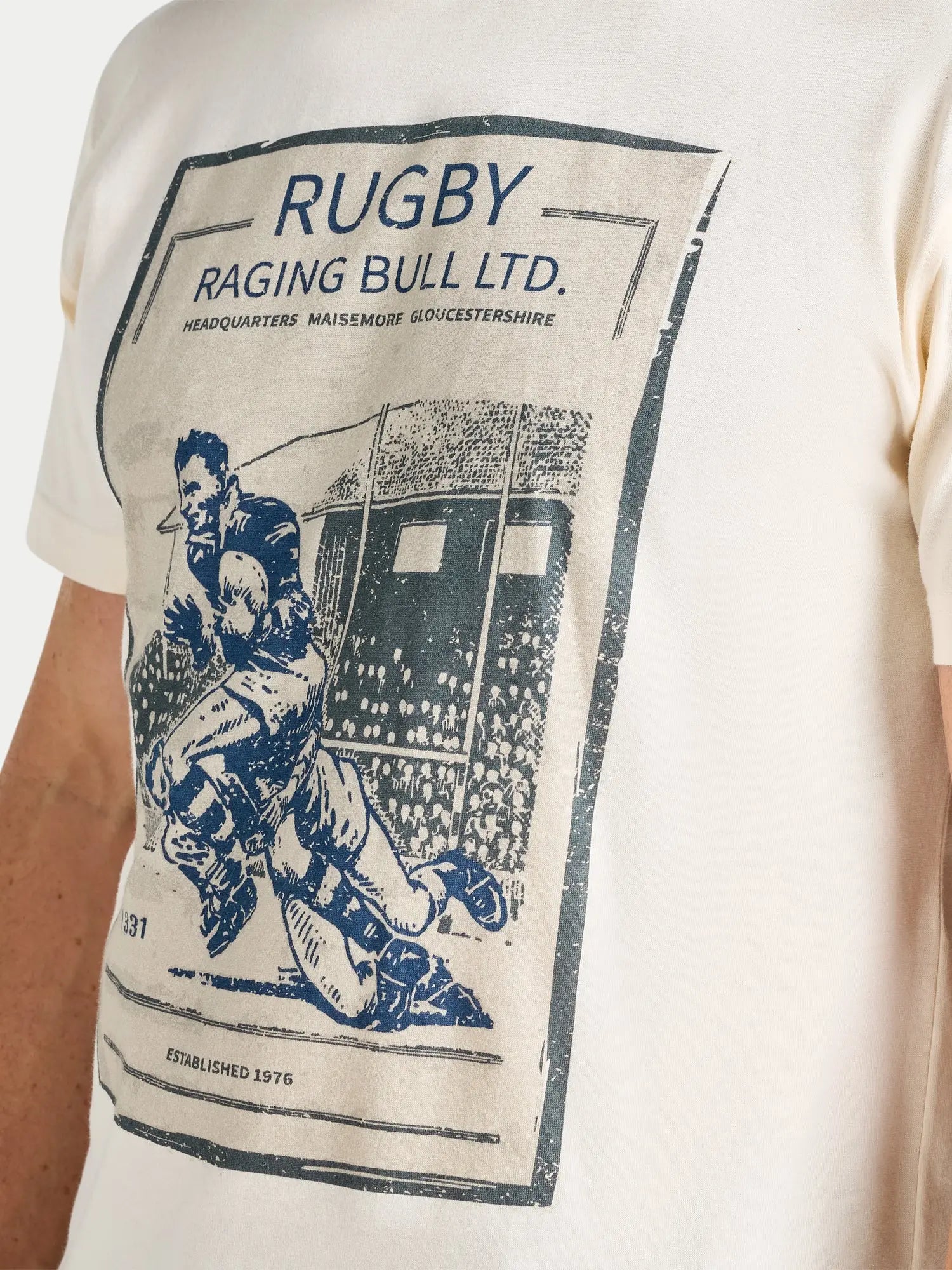 Vintage Rugby Poster T-Shirt - Cream Raging Bull Clothing