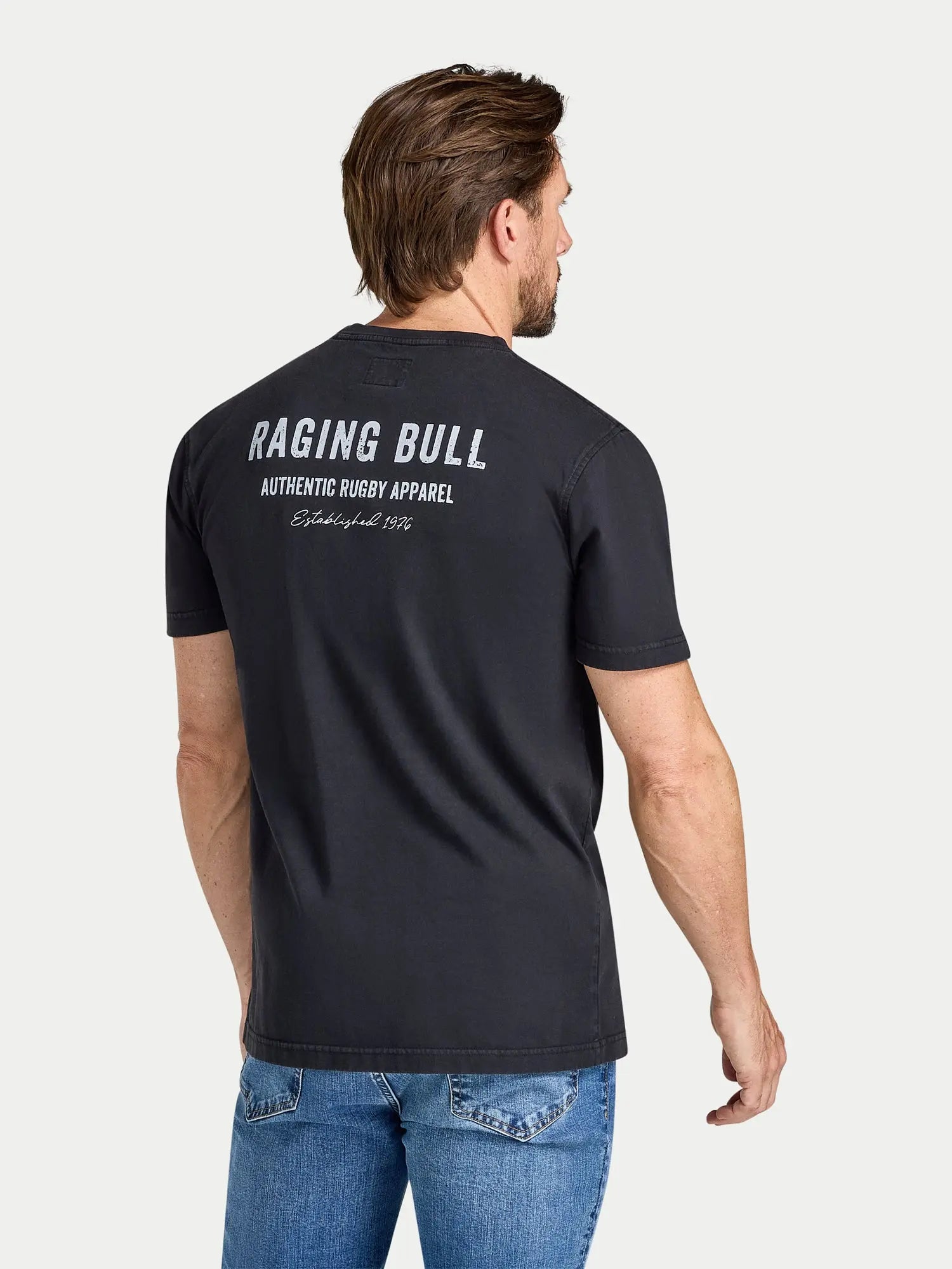 Authentic Rugby Back Print T-Shirt - Charcoal Raging Bull Clothing