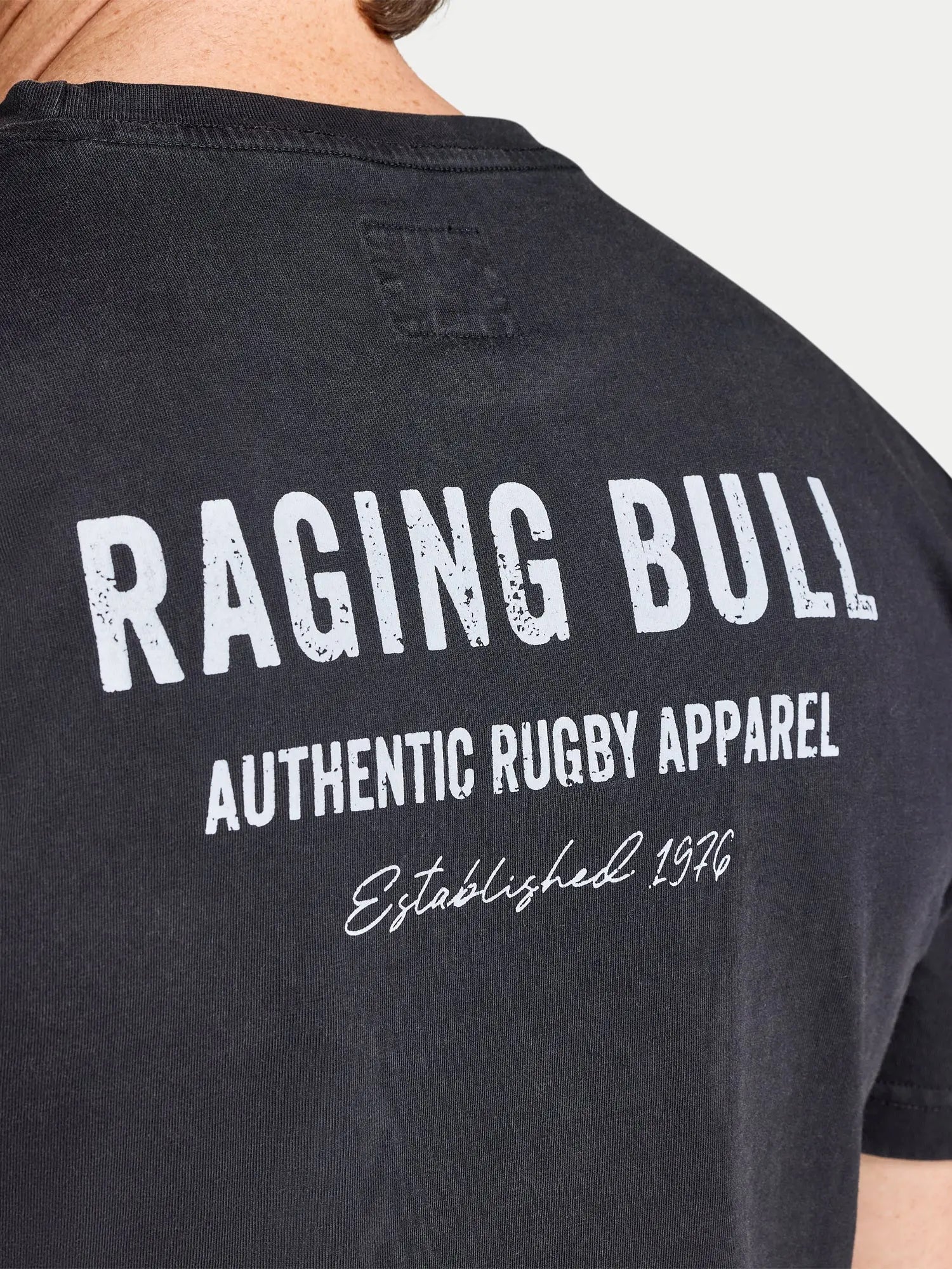 Authentic Rugby Back Print T-Shirt - Charcoal Raging Bull Clothing