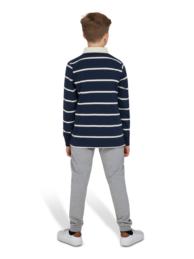 Long Sleeve Thin Stripe Rugby - Navy