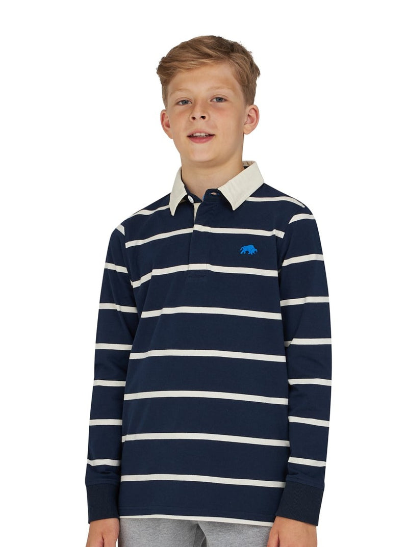 Long Sleeve Thin Stripe Rugby - Navy