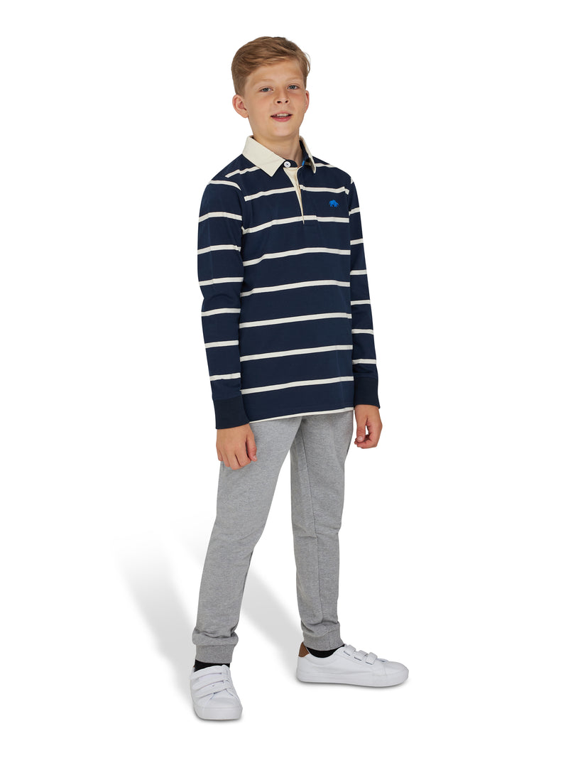 Long Sleeve Thin Stripe Rugby - Navy