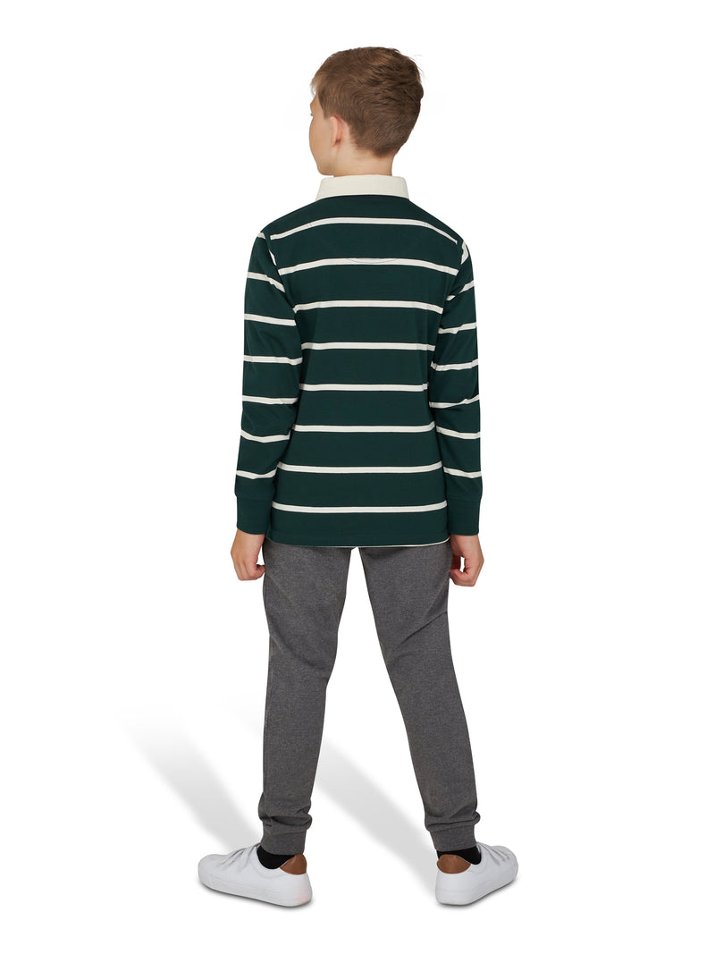 Long Sleeve Thin Stripe Rugby - Forest