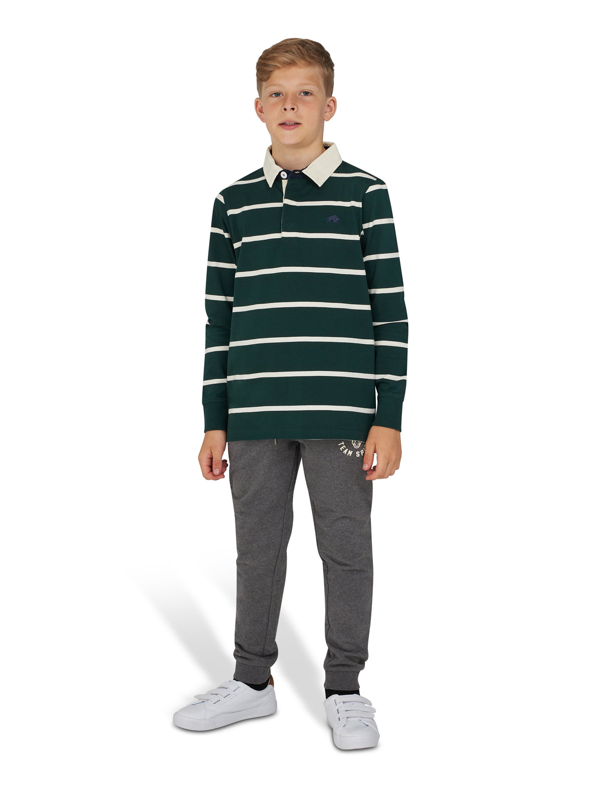 Long Sleeve Thin Stripe Rugby - Forest