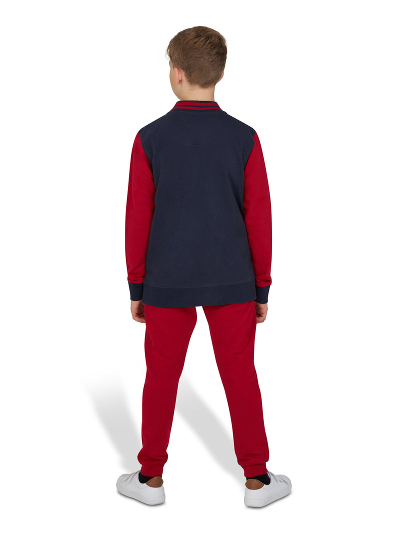 Zip Through Crest Baseball Jacket - Red