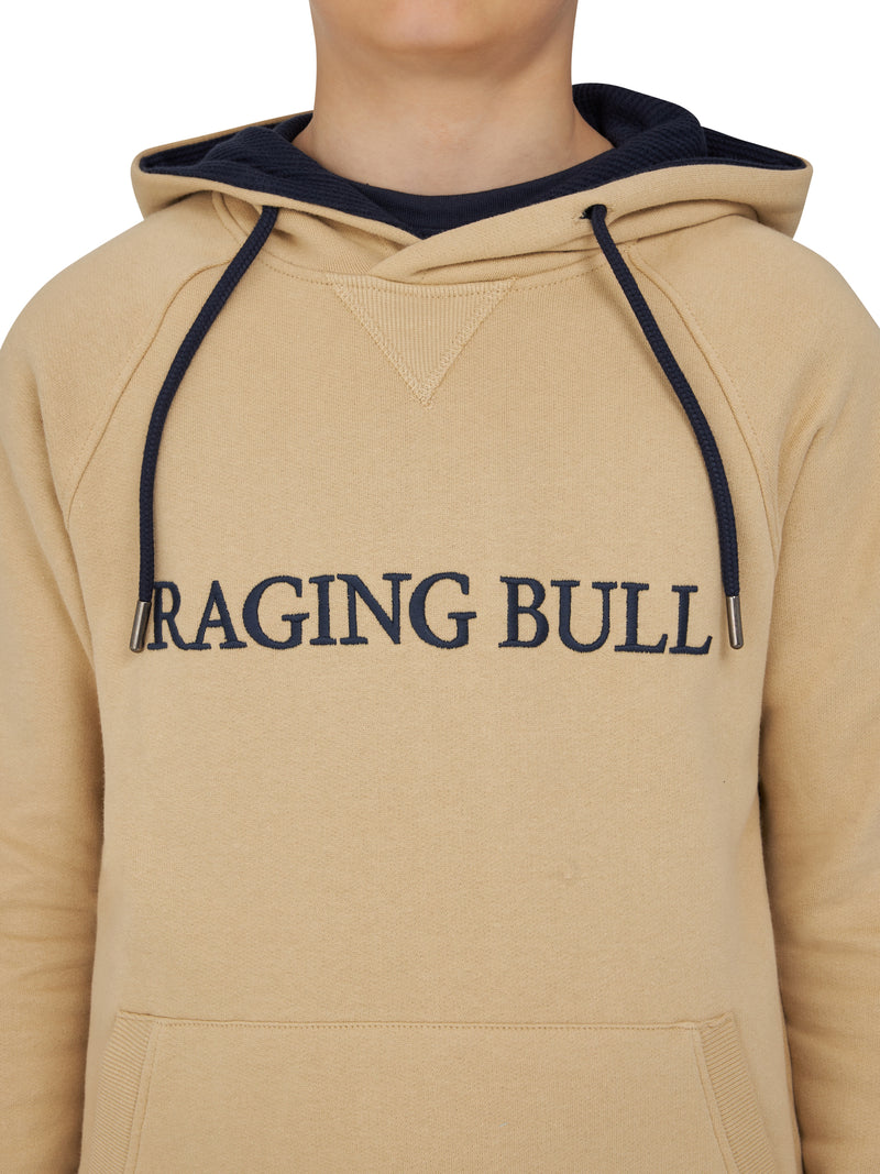 Embroidered Raging Bull Hoodie - Toast