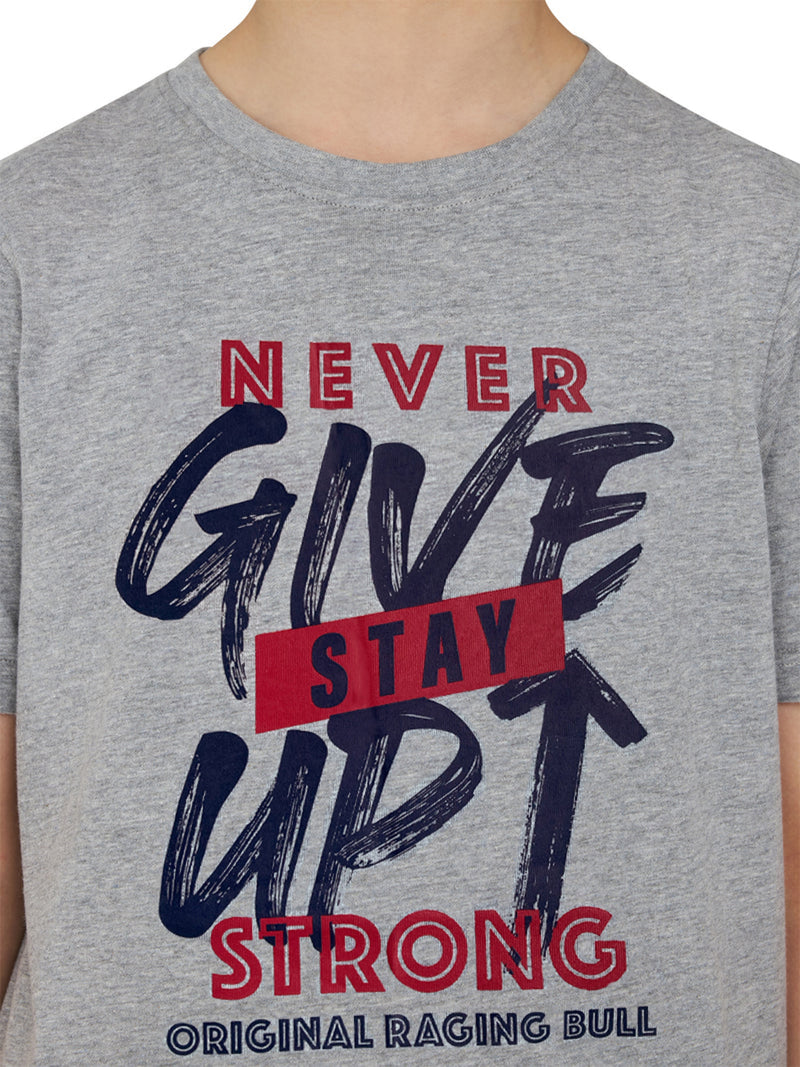 Never Give Up T-Shirt - Grey Marl