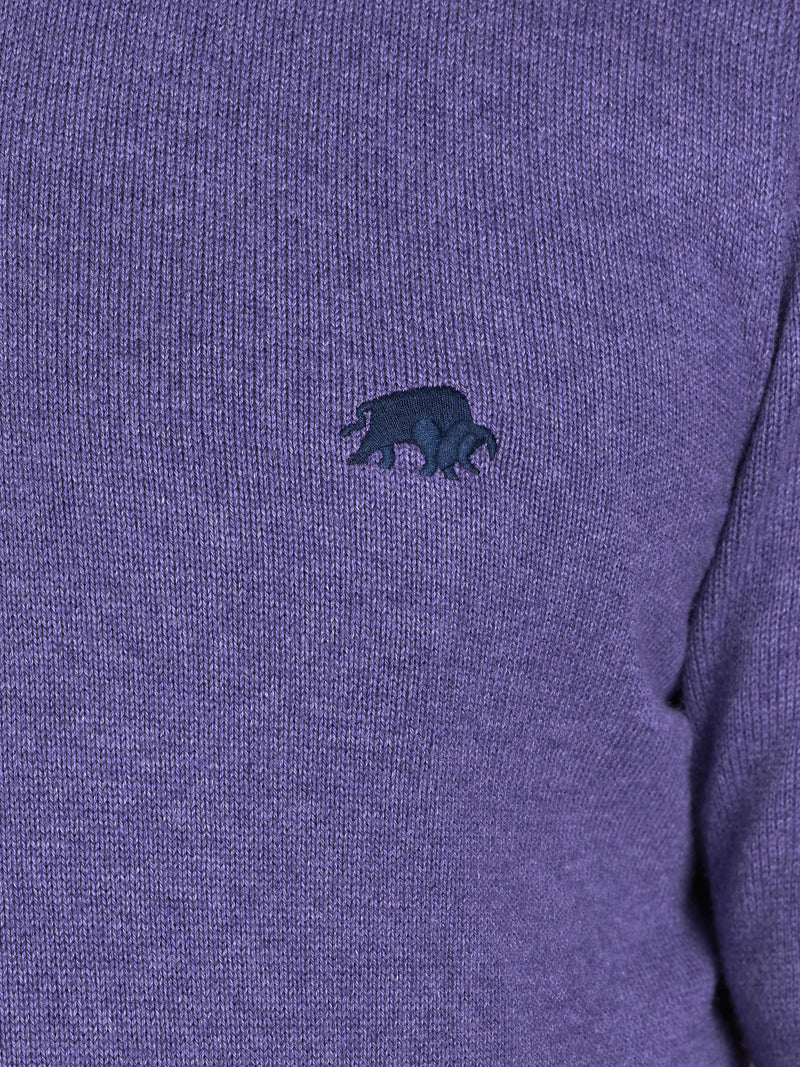 Knitted Cotton/Cashmere V Neck - Purple