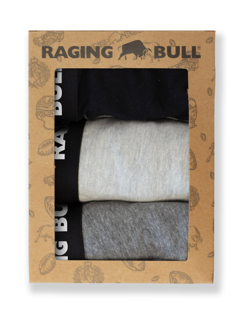 Classic 3 Pack Cotton Boxers - Black/Grey