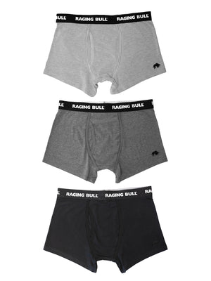 Classic 3 Pack Cotton Boxers - Black/Grey