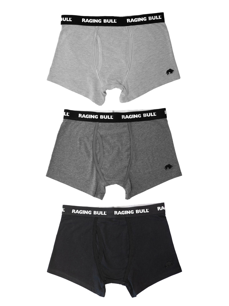 Classic 3 Pack Cotton Boxers - Black/Grey