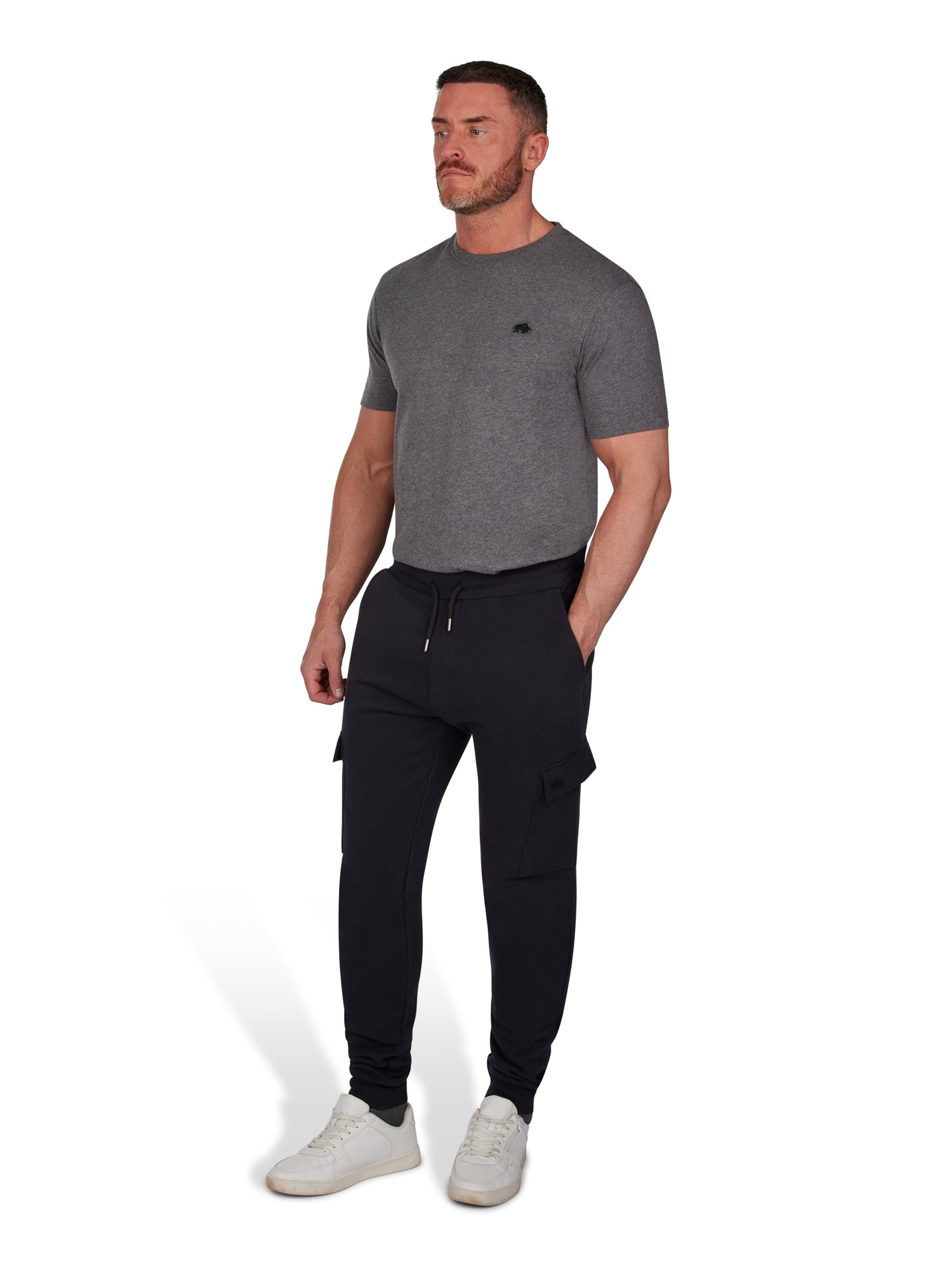 Cuffed Cargo Jogger Black Raging Bull Clothing