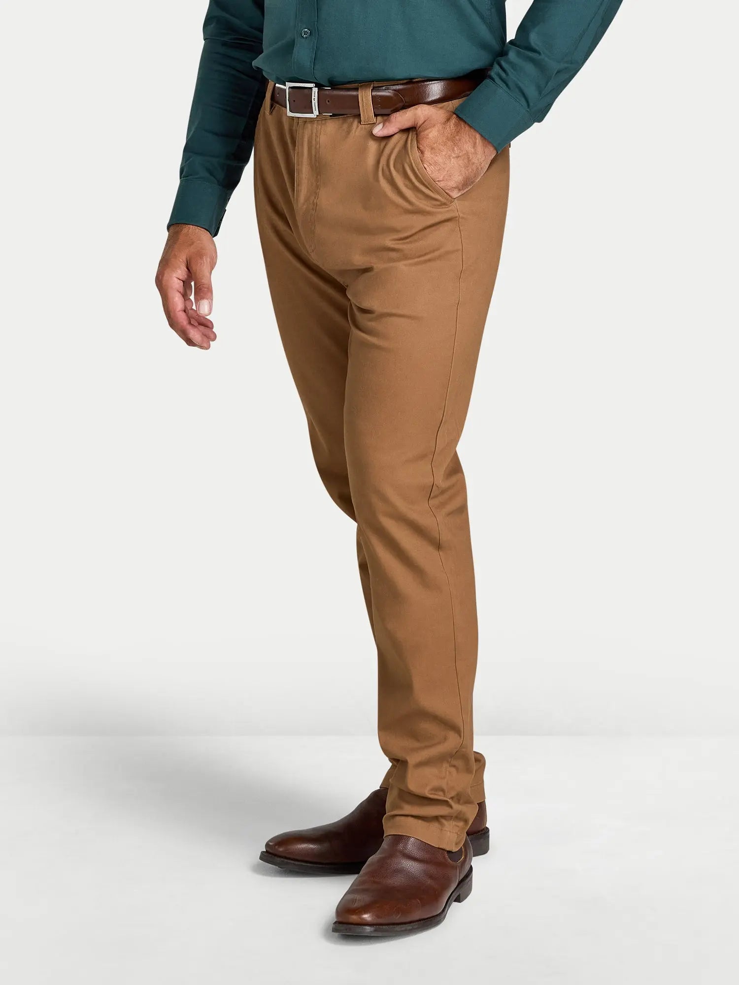 Tapered Chino Trousers - Brown