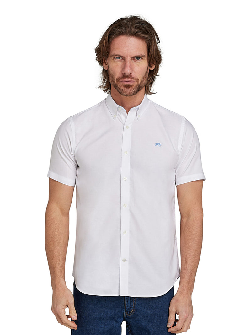 Short Sleeve Lightweight Oxford Shirt - White