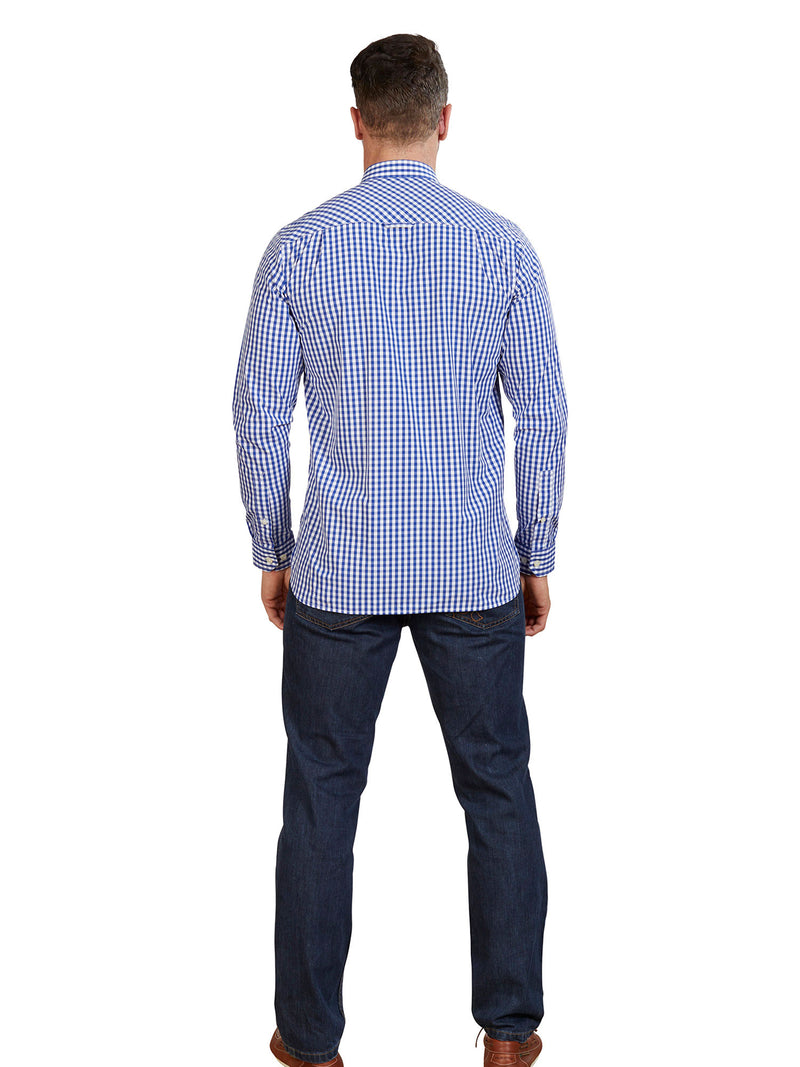 Classic Long Sleeve Gingham Shirt - Navy