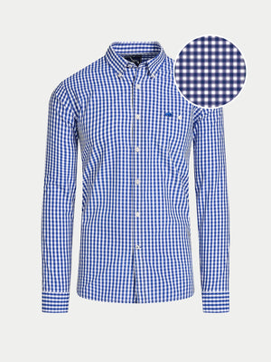 Classic Long Sleeve Gingham Shirt - Navy
