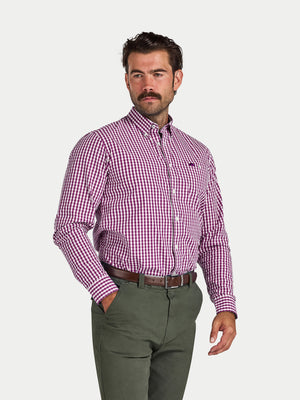 Classic Long Sleeve Gingham Shirt - Purple