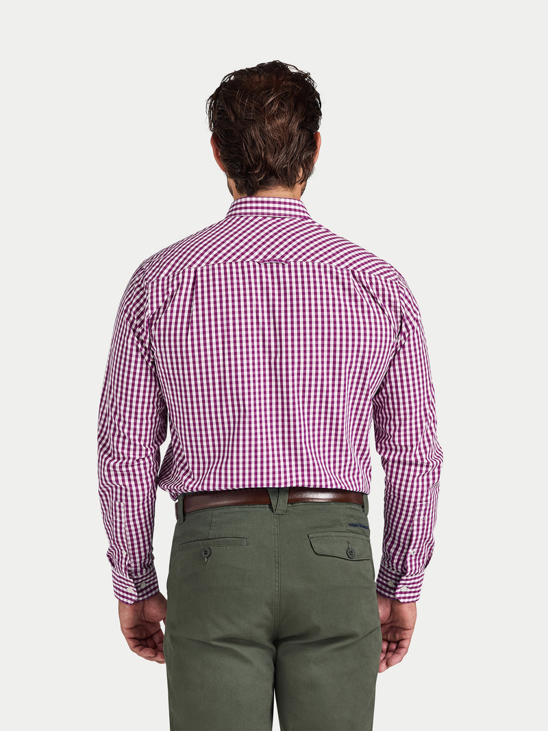 Classic Long Sleeve Gingham Shirt - Purple