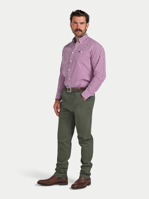 Classic Long Sleeve Gingham Shirt - Purple