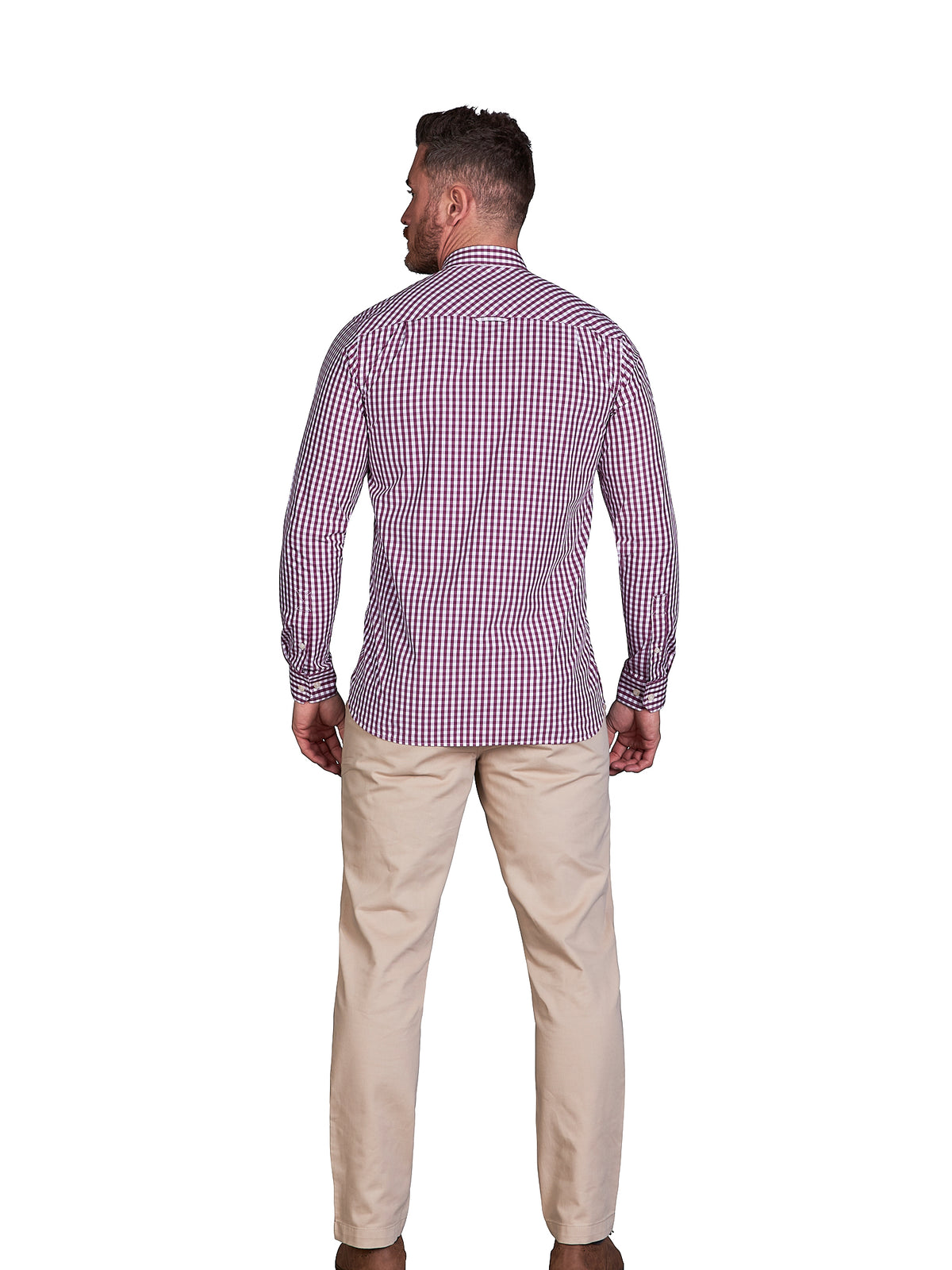 Classic Long Sleeve Gingham Shirt - Purple