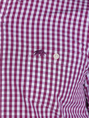 Classic Long Sleeve Gingham Shirt - Purple