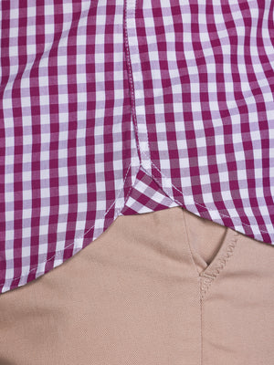 Classic Long Sleeve Gingham Shirt - Purple