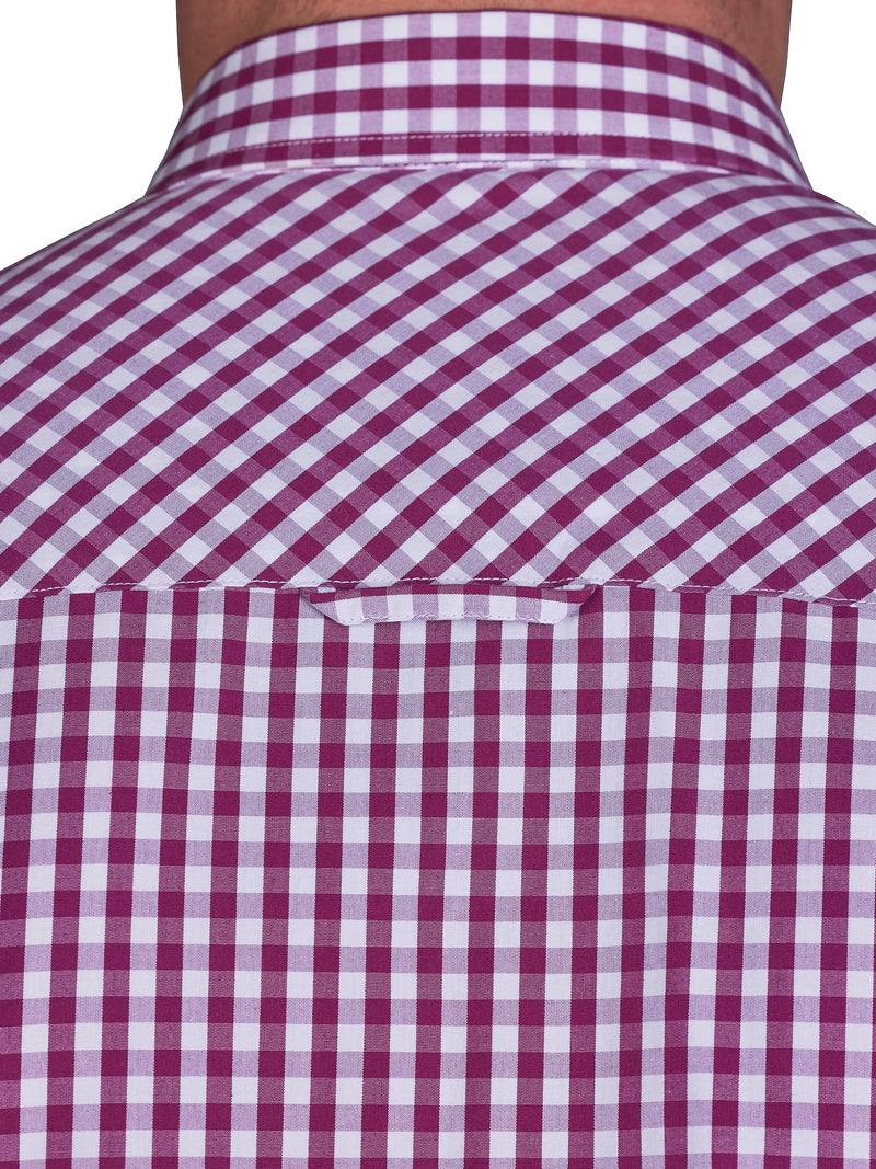 Classic Long Sleeve Gingham Shirt - Purple