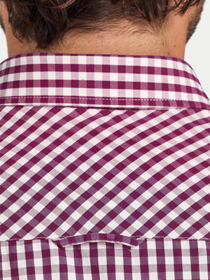 Classic Long Sleeve Gingham Shirt - Purple