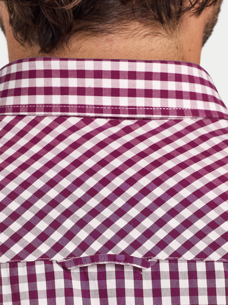 Classic Long Sleeve Gingham Shirt - Purple
