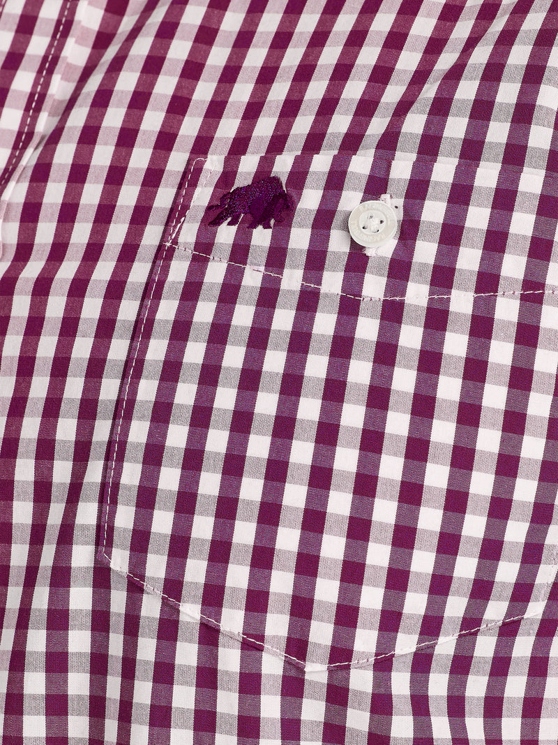 Classic Long Sleeve Gingham Shirt - Purple