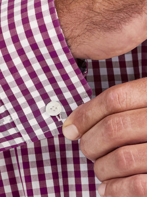 Classic Long Sleeve Gingham Shirt - Purple