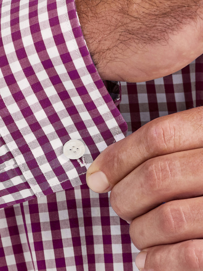 Classic Long Sleeve Gingham Shirt - Purple