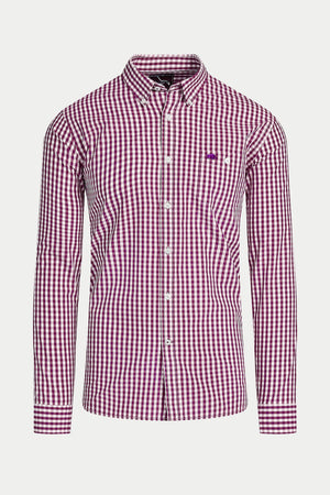 Classic Long Sleeve Gingham Shirt - Purple
